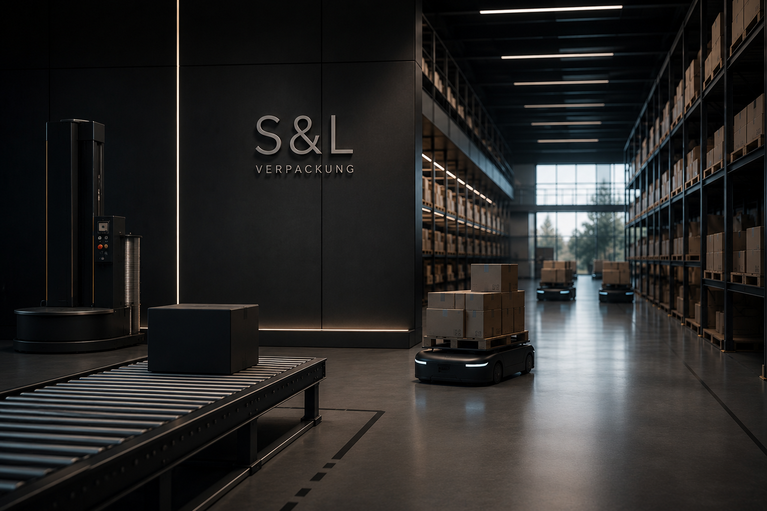 Modernes Lager mit Verpackungslösungen von S&L Verpackungen